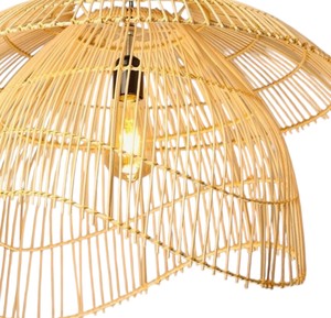 Nordic Style Hand-Woven Rattan Lampshade Large Double Tier Pendant <b>Light</b> Fixture Natural Fiber Hanging <b>Chandelier</b> For Home Decor - Product Image 4
