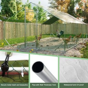 Recinto per Polli Impermeabile in Filo Zincato, Grande Gabbia Metallica per Polli, Conigli e Anatre - Product Image 6
