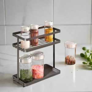 Multifunction <b>Kitchen</b> Organizer Spice <b>Rack</b> with Knife Holder Cutting Board Stand Utensil Caddy Integrated <b>Storage</b> Shelf Black - Product Image 3