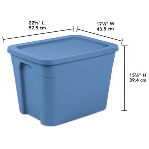 Set di 4 Contenitori di Plastica da 18 Galloni con Coperchio a Scatto, Impilabili, Blu - Product Image 2
