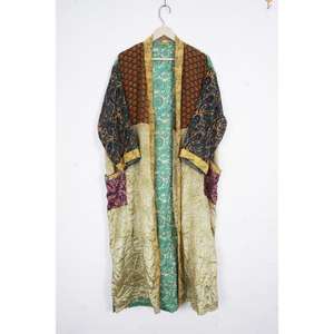 Indian 100% Silk Luxury Kimono <b>Nightdress</b> Women Soft Comfortable Elegant Japanese Bridal Floral V-neck Drawstring High Quality - Product Image 4