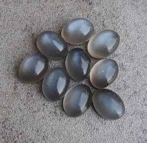 Piedra preciosa de piedra lunar gris, cabujón ovalado con parte trasera plana, piedra suelta para fabricación de joyas, suministros de artesanía, coleccionable - Product Image 1
