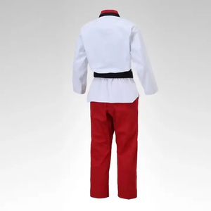 Taekwondo Uniform White 100% Cotton Regular Fit Unisex Adult Martial Arts Wear With <b>Red</b> Black Trim <b>Belt</b> - Product Image 6