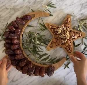 Plateau de service en bois au design moderne et élégant, spécial Ramadan, pour chocolats et friandises, vaisselle décorative et pratique au quotidien - Product Image 1