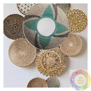 Platos Decorativos de Pared de Mimbre Tejidos a Mano, Set de Cestas de Ratán, Decoración Rústica Boho para el Hogar, Regalo para Nueva Casa, Boda, Ocasiones Festivas - Product Image 1