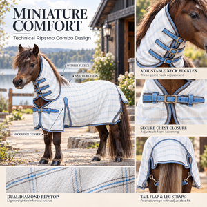 Couverture combinée pour cheval miniature avec col réglable et tissage Ripstop |   Couverture équine avec doublures aux épaules, ajustement sur la poitrine et rabat pour la queue - Product Image 5