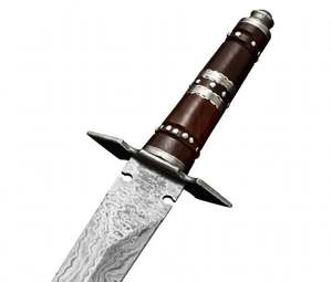 Cuchillo utilitario de acero de Damasco hecho a mano con hoja de punta caída y mango de palisandro oscuro, personalizable para OEM, pieza de exhibición ejecutiva DIY - Product Image 6