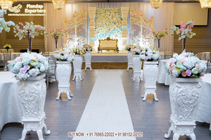 Thème romain élégant, décoration d'événements, cadre de mariage blanc de styliste pour scène, Look chic, finition blanche, scène moderne - Product Image 3