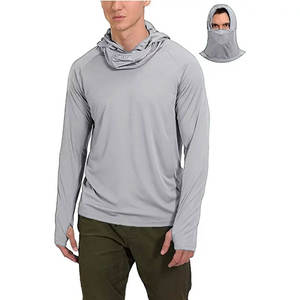 Men's Long Sleeve <b>UV</b> <b>Protection</b> Hooded Shirt Solid Color 100% Polyester Anti-<b>Uv</b> Fishing Wear Pullover Top - Product Image 5