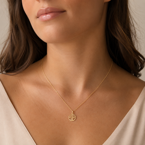 Collier Arbre de Vie en Argent Sterling 925 Plaqué Or 18K, Pendentif Arbre Généalogique Ajoure, Style Bohème, pour Mariage et Fiançailles - Product Image 5