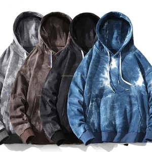 Pull à capuche unisexe surdimensionné avec cordons bicolores et motifs éclaboussures colorés. - Product Image 1