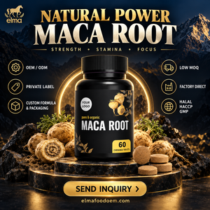Complément alimentaire Halal à l'extrait de racine de Maca Elma Food, 60 comprimés à croquer, soutien énergétique pour hommes, métabolisme, circulation, GMP HACCP - Product Image 1