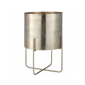 Soporte Moderno para Plantas de Metal Dorado con Maceta Cilíndrica, Porta Macetas Minimalista para Interiores - Product Image 1