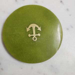 Posavasos de resina epoxi de oliva con ancla de latón, posavasos redondos con efecto de mármol de lujo y posavasos antideslizantes para el hogar, Bar, oficina y regalos - Product Image 1