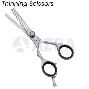 Professional Stainless Steel <b>Barber</b> Hair Cutting Thinning Scissors and Razor <b>Set</b> with Adjustable Screw Finger Rest PU Case - Product Image 2