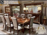Ensemble de meubles de salle à manger de luxe de style baroque en teck, pliable, moderne, avec dossier en échelle, durable et peu encombrant, 10 pièces