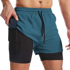 Men's Double <b>Layer</b> 2 in 1 Running Shorts with Inner Compression Tights Lightweight Moisture Wicking Workout Training Fitness Gym - Product Image 4