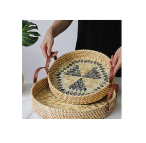 Bandeja de nácar y ratán hecha a medida con múltiples colores y diseños, adornos decorativos para el hogar a bajo precio. - Product Image 2