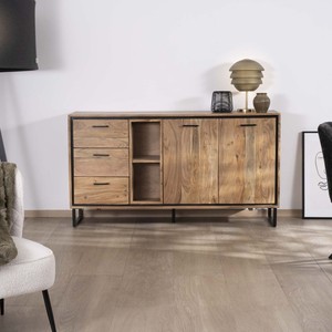 Vandana Autumn Balance Industrial 160cm acacia wood <b>sideboard</b> Baltik with doors, drawers and niches - Product Image 1