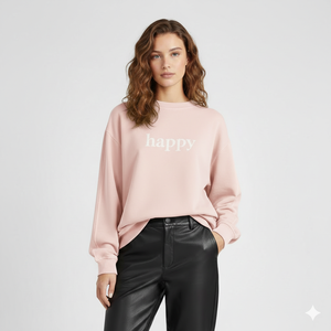 Sudadera Oversize de Punto Estampada para Mujer, Estilo Holgado, Suave al Tacto, Manga Larga, Moda Urbana Contemporánea para Invierno - Product Image 1