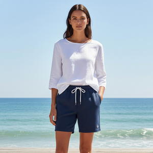 กางเกงขาสั้น Maluza รุ่นลำลองสำหรับฤดูร้อน ระบายอากาศได้ดี เป็นมิตรกับสิ่งแวดล้อม ทรงปกติ  โลโก้คริสตัล  ผ้ากำมะหยี่  ดีไซน์เนอร์  สำหรับทั้งชายและหญิง สไตล์สตรีท - Product Image 6