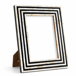 Marco de Fotos Moderno de Resina con Madreperla, Diseño Rectangular con Rayas Diagonales, Exhibición Vertical de Sobremesa, Marco Personalizado para Fotos - Product Image 3