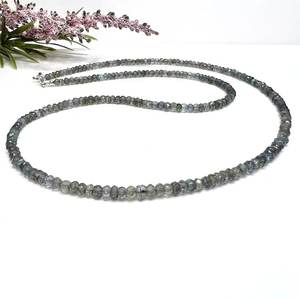 Collar de cuentas facetadas de labradorita natural brillante, tipo rondelle, de 4.5-5 mm, joyería de moda para mujer, venta al por mayor. - Product Image 2