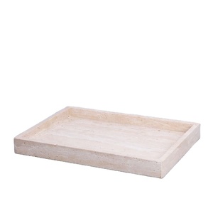 Plateau en marbre blanc avec bords festonnés Plateau de service rectangulaire pour la décoration de la cuisine Table à manger et élégant plateau de service à thé - Product Image 1