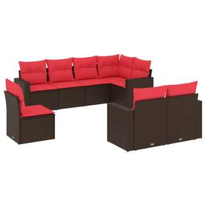 Ensemble de canapés de patio en polyrotin marron 8 pièces avec coussins, meubles d'extérieur élégants - Product Image 2