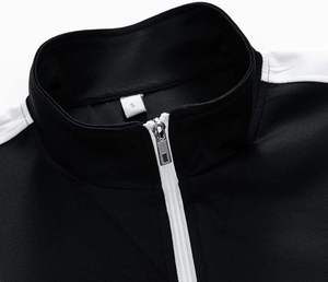 Men's Black Tracksuit Full Zip <b>Jacket</b> With White Stripes Sporty Jogger Set Breathable Polyester Autumn Wear Regular Fit - Product Image 4