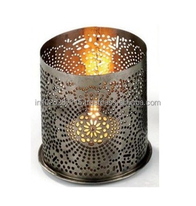 Designer crafted metal votive holder with <b>aesthetic</b> traditional pattern for home office restaurant and party lighting - Product Image 4