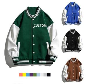 Veste d'université pour hommes avec design personnalisé OEM brodé College Baseball Letterman Noir Cuir Manches Hiver Couple Style - Product Image 1