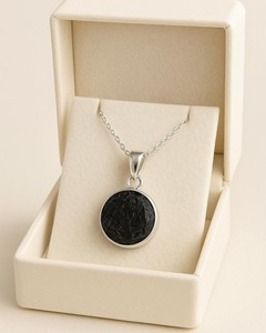 <b>Raw</b> Black Tourmaline Pendant Necklace Natural Rough <b>Crystal</b> Stone Silver Chain Healing Protection Jewelry Gift Unisex - Product Image 3