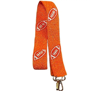 Sangle en tissu à motif de football bleu, accessoire de mode perlé pour poignée d'épaule - Product Image 2