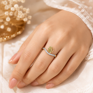 Women's 14K solid Gold Ring Crystal Rhinestone Lab Created Pave Band Inlay Leaf Design Glam Fashion Daily Use Ring - Product Image 2