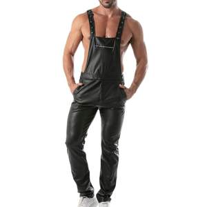 Pantalones Overol Kinky para Hombre, Estilo Cuero Negro, Impermeables, Ecológicos, Ligeros, Ropa de Club Fetichista, Correa Ajustable, Atrevidos - Product Image 2