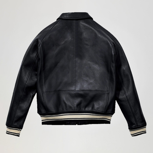 Men's Red Cow <b>Leather</b> Bomber <b>Jacket</b> Turn-down Collar Zipper Closure Regular Sleeve Solid Color Autumn Biker Style - Product Image 5