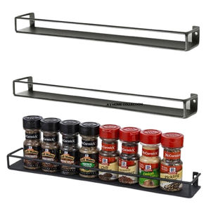 Modern Four-Tiered Iron Metal Spice Rack Black Finished Storage <b>Shelves</b> & <b>Units</b> <b>Corner</b> Cabinet Organizer Standing Type - Product Image 4