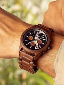 Reloj Clásico de Cuarzo con Correa de Madera, Caja de Acero Inoxidable, Resistente al Agua 10m, Estilo Vintage, Unisex, para Fiestas y Bodas - Product Image 2