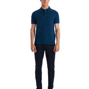 Polo tricoté bleu marine à manches courtes pour homme 2026 – Couleur unie, respirant, coupe classique, col chemise - Product Image 3