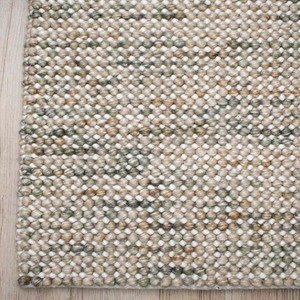 Tapis texturé beige abstrait, tissé à la main, antidérapant, moderne, neutre, en laine/coton, aspect naturel, pour salon et chambre - Product Image 2