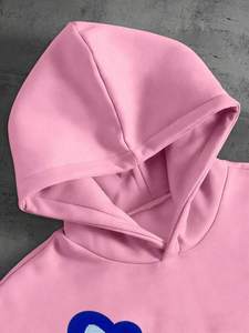 Sudadera con Capucha Extra Grande de Felpa Gruesa con Parche de Chenilla Rosa Bordado, Sudadera para Hombre con Apliques Multicolores, Logotipo Personalizado, Fábrica ODM - Product Image 5