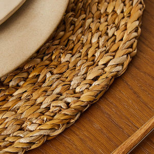 Natural Straw Charger <b>Plates</b> Plain Braided Seagrass Placemat Woven Table <b>Mat</b> Luxury Eco Friendly Coaster Tableware Wholesale - Product Image 3