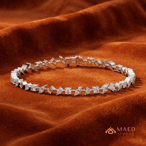 สร้อยข้อมือเทนนิสโมอิสซาไนต์สีเงินสำหรับผู้หญิง สร้อยข้อมือแบบโซ่และแบบเชื่อมต่อ รูปทรงหลากหลาย สง่างาม แฟชั่นเครื่องประดับ ของขวัญวันครบรอบ - Product Image 3