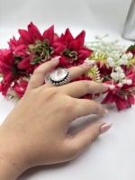 Cincin Lebar Oval Batu Kuarsa Mawar Berlapis Perak 925 Buatan Tangan Batu Permata Merah Muda Trendi Unisex Grosir