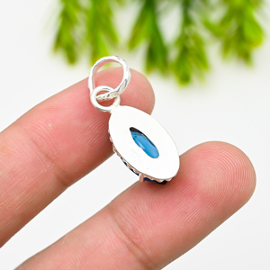Collier de luxe en argent 925 avec topaze bleue de Londres, 22g - Product Image 3