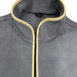 Chaleco polar gris con cremallera completa, cortavientos, sin mangas, con ribete amarillo, OEM, ropa de exterior, para caza y viajes. - Product Image 5