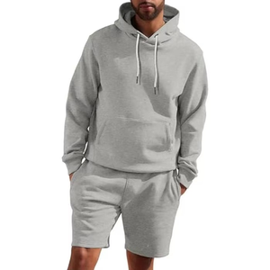 Mens Polyester Cotton Blend Hoodies and Shorts <b>Set</b> Sweatshirt and Tracksuit <b>Set</b> - Product Image 2