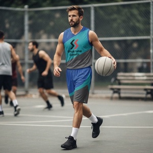 Conjunto de Uniforme de Baloncesto Sublimado Unisex, Personalizable, Transpirable, Estampado, Reversible, Tallas Grandes, Ropa de Práctica para Adultos, 100% - Product Image 3