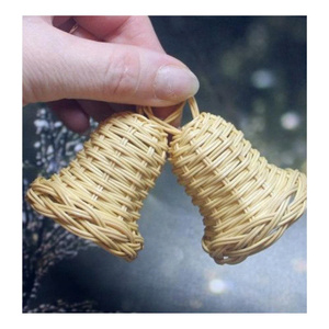 Vietnam Woven Rattan Bell <b>Ornaments</b> Crafted for Christmas <b>Tree</b> Styling Rustic Interiors and Holiday Gift Collections - Product Image 2